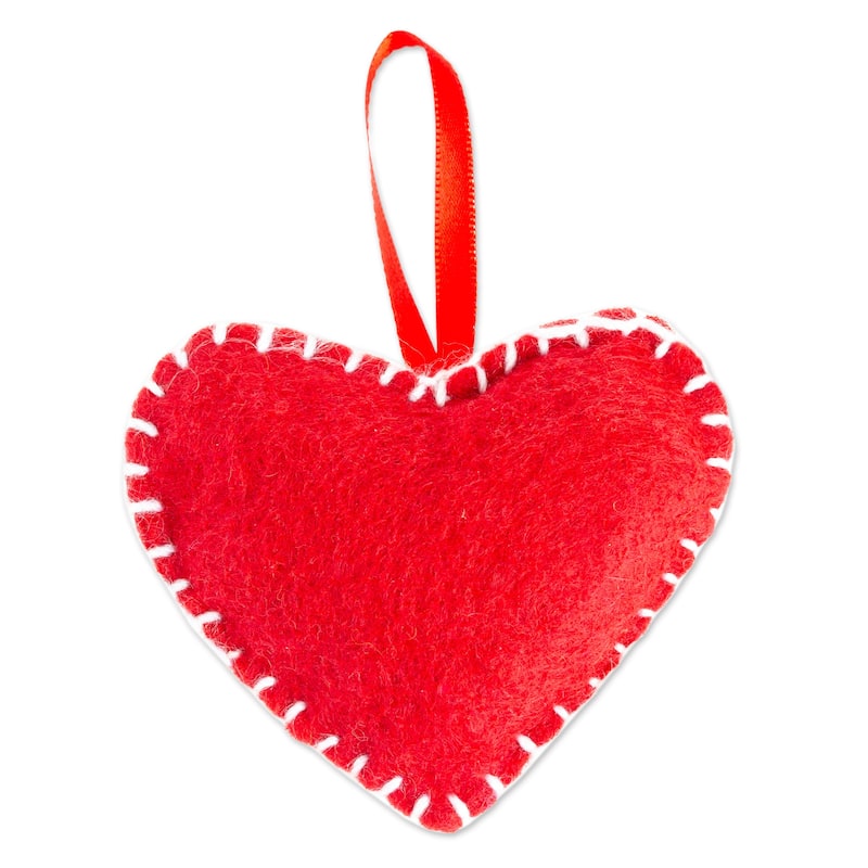 Novica Handmade Red Emotion Felt Ornament
