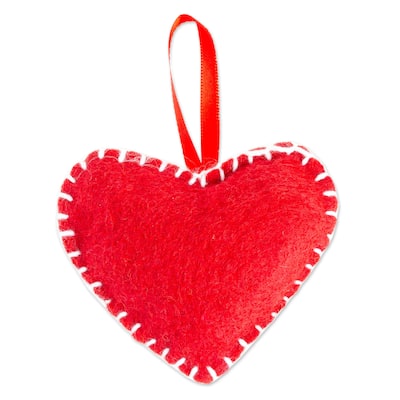 Novica Handmade Red Emotion Felt Ornament