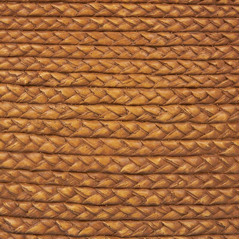 Brown Magnesium Oxide Two-Toned Garden Stool with Black Base and Woven Inspired Design