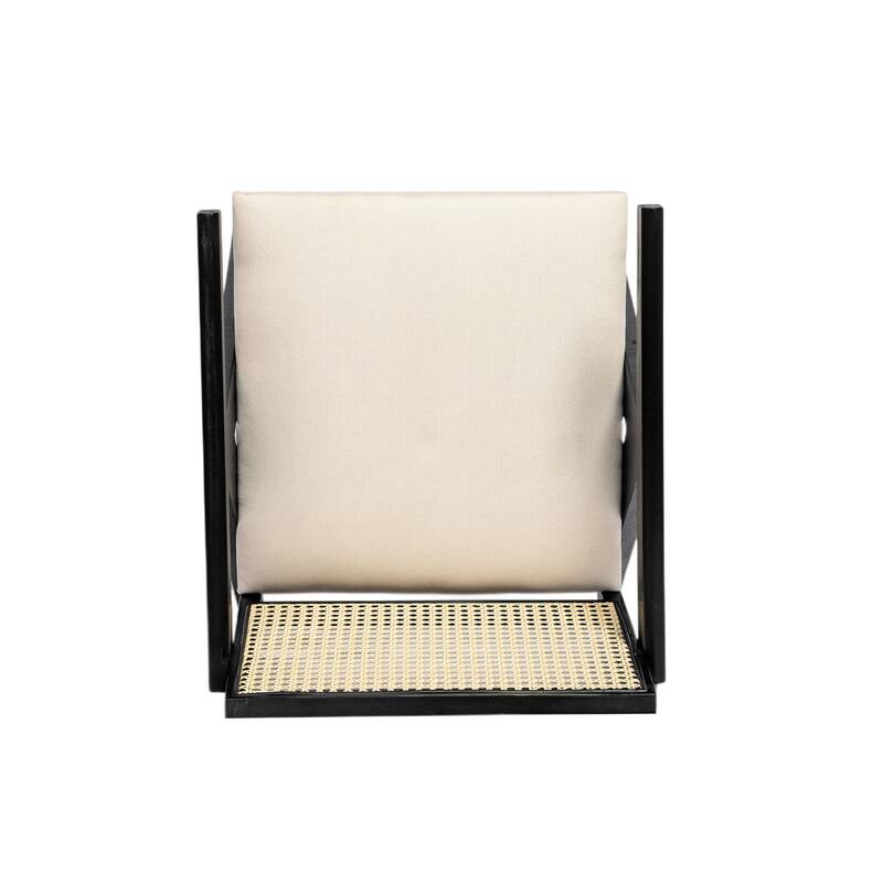 Farmhouse Kitchen Chairs Set of 2, Rattan Back Upholstered Arm Chairs