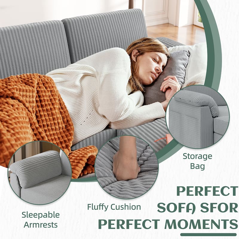 Futzca Corduroy Sofa Couch with Storage