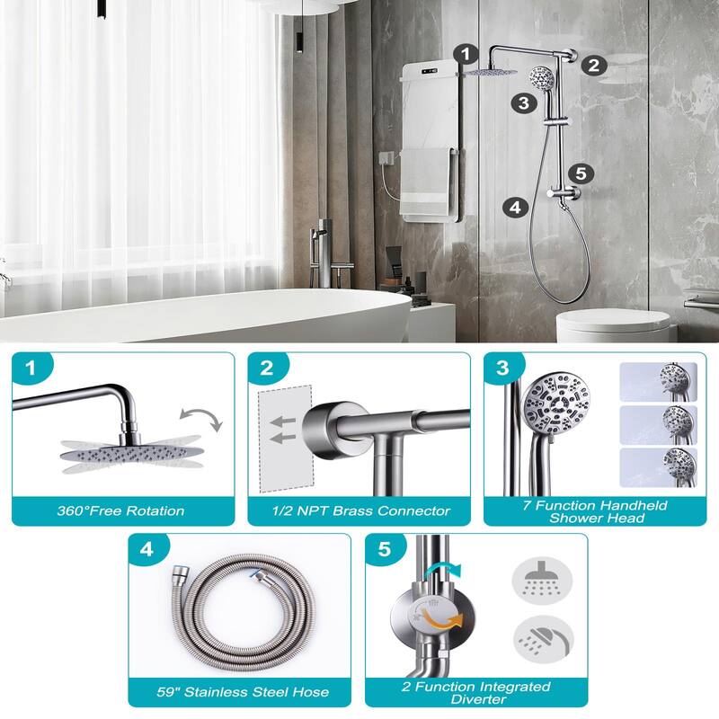 WOWOW Single Handle 7 Spray Patterns Shower Faucet Systerm
