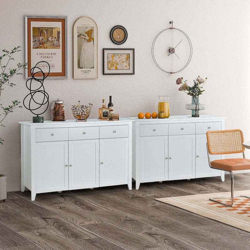 Gymax Buffet Sideboard Kitchen Storage Cupboard Wooden Bar Cabinet w/