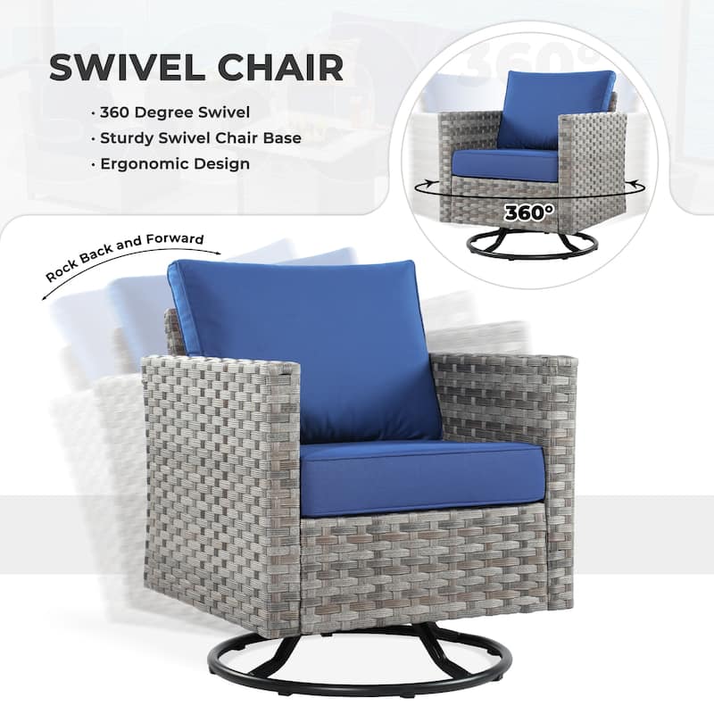 HOOOWOOO 9-piece Handwoven Wicker Patio Sectional Set with Swivel Rocking Chair