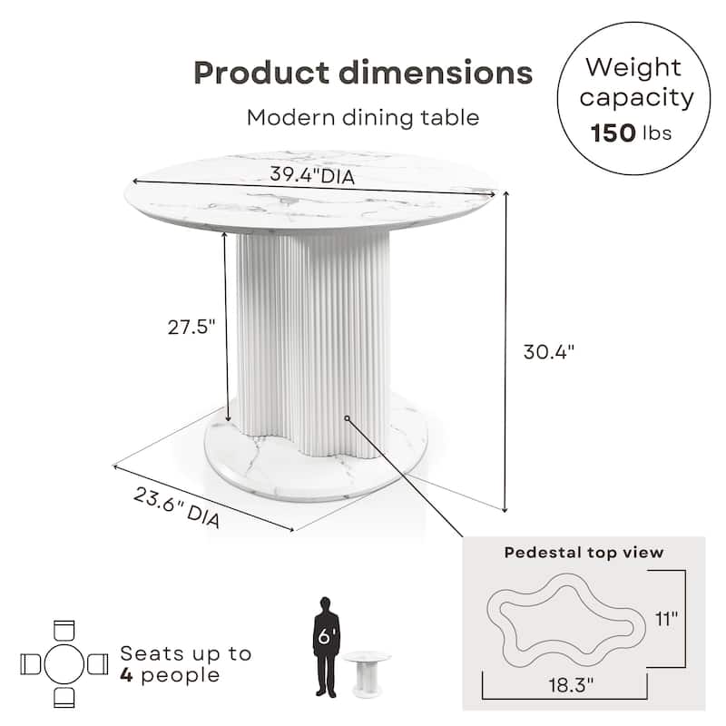 Furniture of America Astra Modern Wood Round Dining Table with Fluted Base