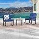 preview thumbnail 3 of 4, Y23 Patio Festival Outdoor Metal Seating Group with Cushions 2 Rockers + Side Table - Blue