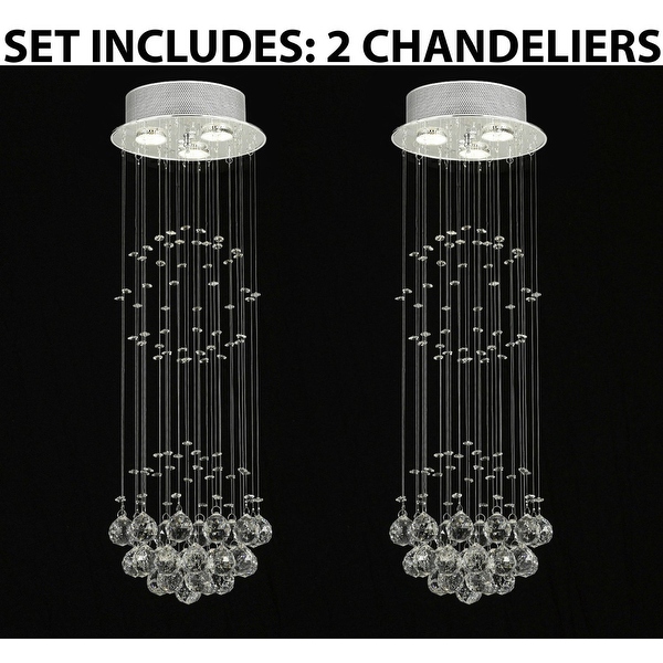 Modern Contemporary Empress Crystal *Rain Drop* Lighting With Crystal Balls H31 x W10 *Set Of 2*