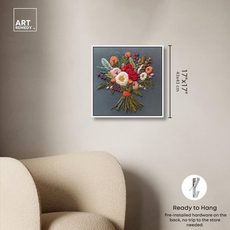 Stitched Bloom Bouquet I Canvas by Art Remedy