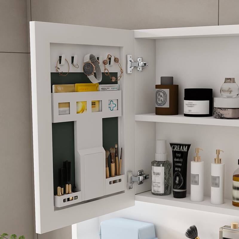 Wall Mounted Bathroom Mirror Cabinet with LED Lights, Anti-Fog & Explosion-Proof, Touch Control Medicine Cabinet