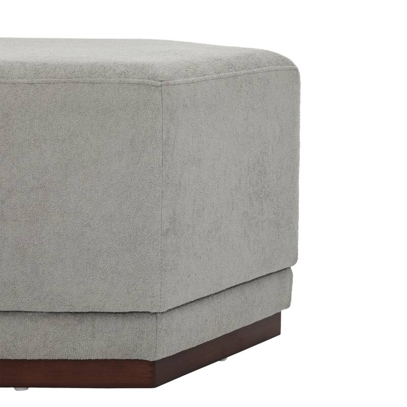 Christopher Knight Home - Nova Hexa Modern Upholstered Ottoman/ Foot Stool with Wooden Base