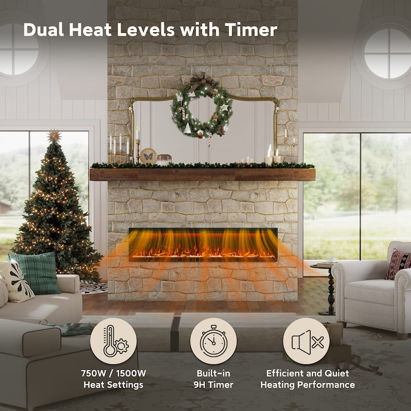 Clihome 42-88" Recessed Wall-Mounted Smart Control Electric Fireplace