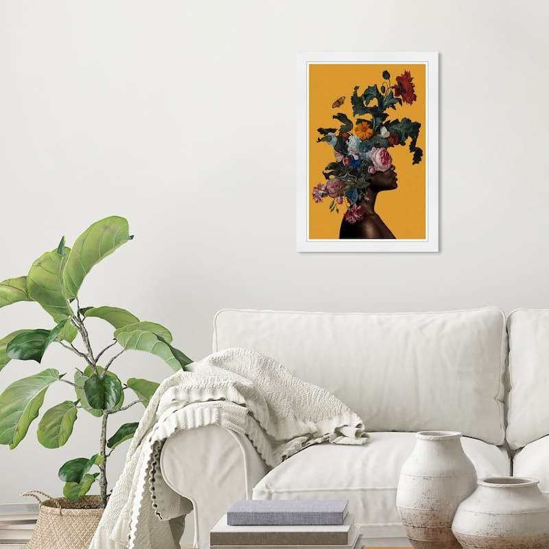 Wynwood Studio Prints People and Portraits Floral Views Yellow and Mustard Modern & Contemporary Wall Art Canvas Print - White