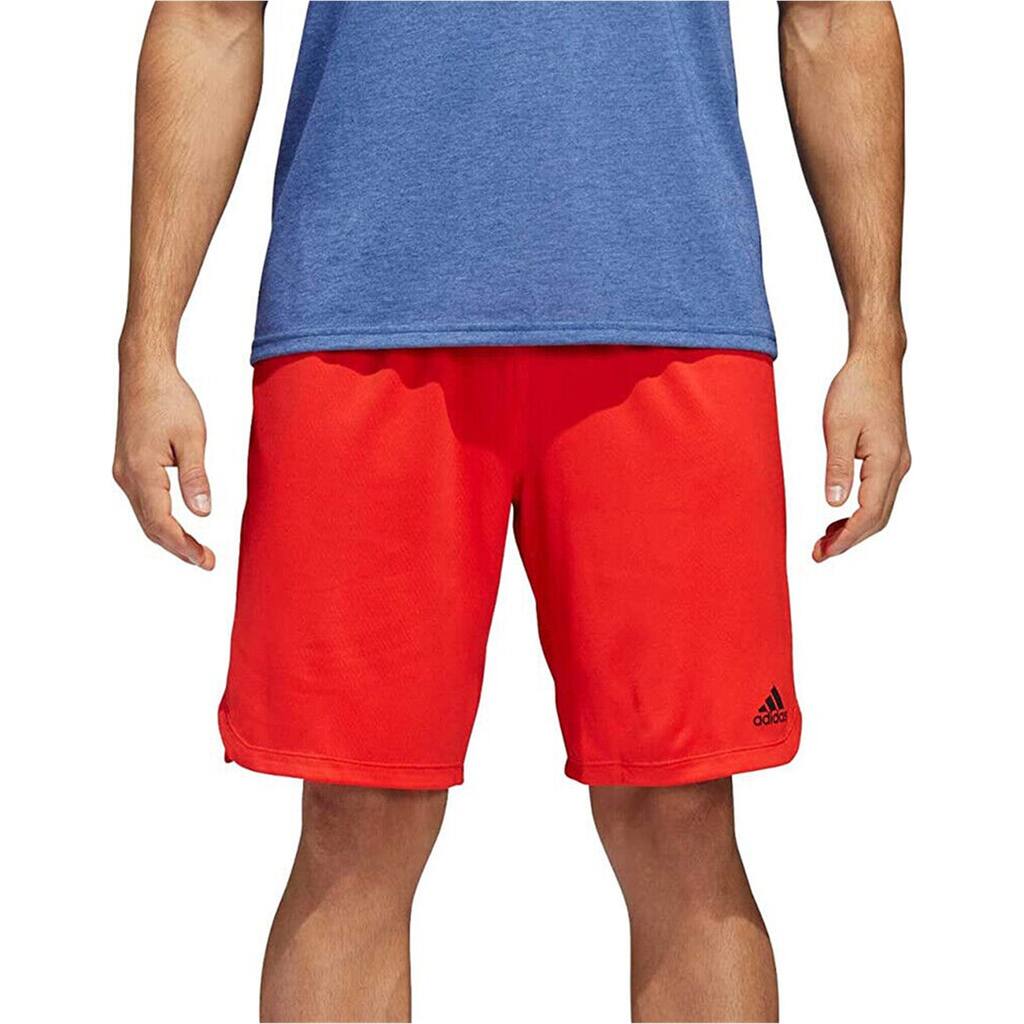 Adidas Mens Axis Knit 3-Stripe Athletic Workout Shorts, Red, Small