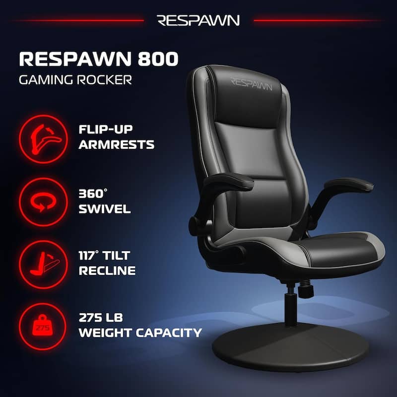 RESPAWN 800 Gaming Chair Floor, Swivel Rocker Gaming Chair, High Back Ergonomic Floor Gaming Chair for Kids and Adults