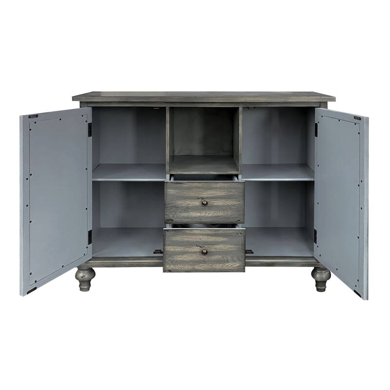 Velika Weathered Finish Console Table w/ 1 Open Compartment Storage - Gray