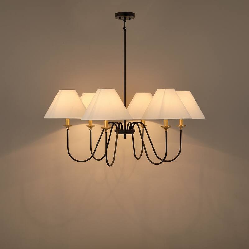 Acroma 6-light Black/Glod Chandelier with Fabric Shade