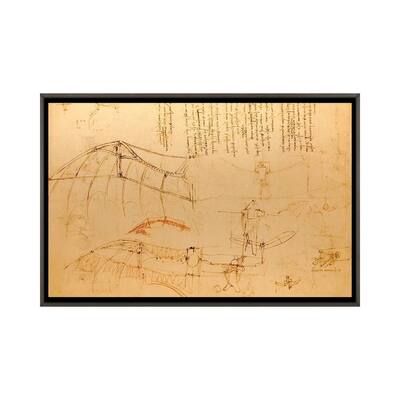 iCanvas "Drawing of Flying Machine with Beating Wings" by Leonardo da Vinci Framed