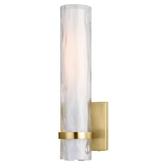 VAXCEL Vilo Bathroom Vanity Lighting Fixture, Clear and White Frosted Opal Double Glass Shade, Dimmable Wall Sconce