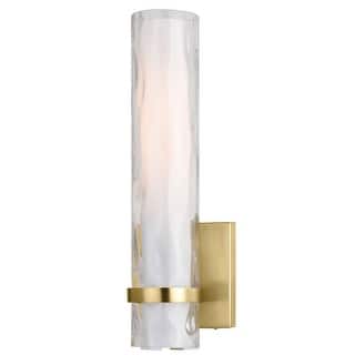 VAXCEL Vilo Bathroom Vanity Lighting Fixture, Clear and White Frosted Opal Double Glass Shade, Dimmable Wall Sconce