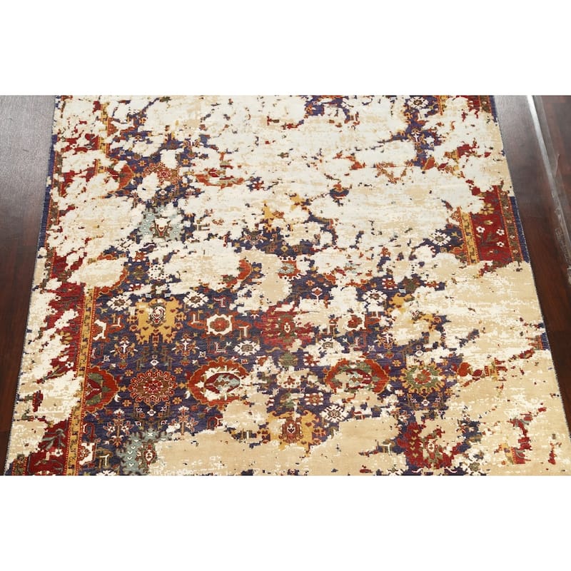 Wool/ Silk Vegetable Dye Distressed Oriental Tabriz Area Rug Handmade - 8'3" x 10'2"