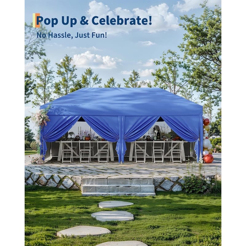 10'x20' Instant Pop-Up Canopy Tent, 6 Removable Sidewalls - 10*20Ft