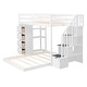 preview thumbnail 7 of 22, Twin Over Full Bunk Bed Frame with Built-In Shelves, Storage Stairs, Bottom Floor Bed with Pull-out Drawers, Wooden Loft Bed
