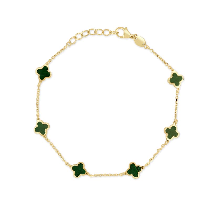 Italian Gold 14K Yellow Gold X-Small Clover Bracelet 5mm