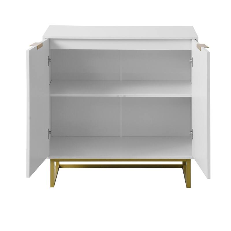 Modern Buffet Sideboard Cabinet with 2 Doors and Metal Bottom