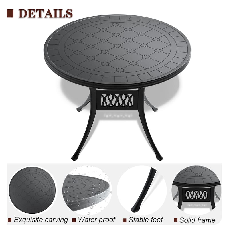 39.37-inch Cast Aluminum Patio Dining Round Table