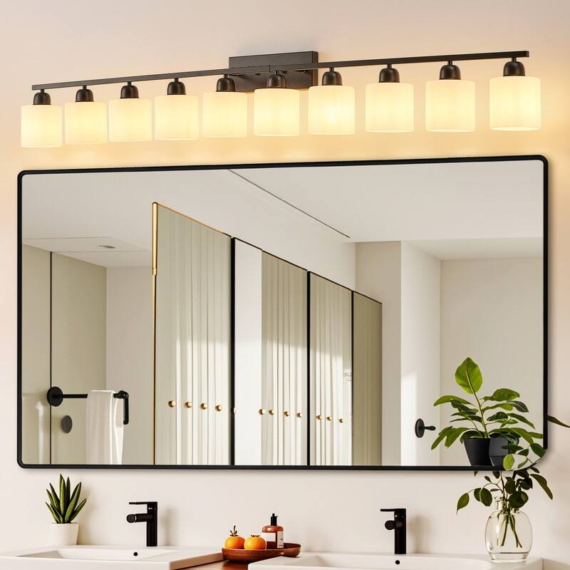 Modern Bathroom Vanity Light With Frosted Milk Glass Shades