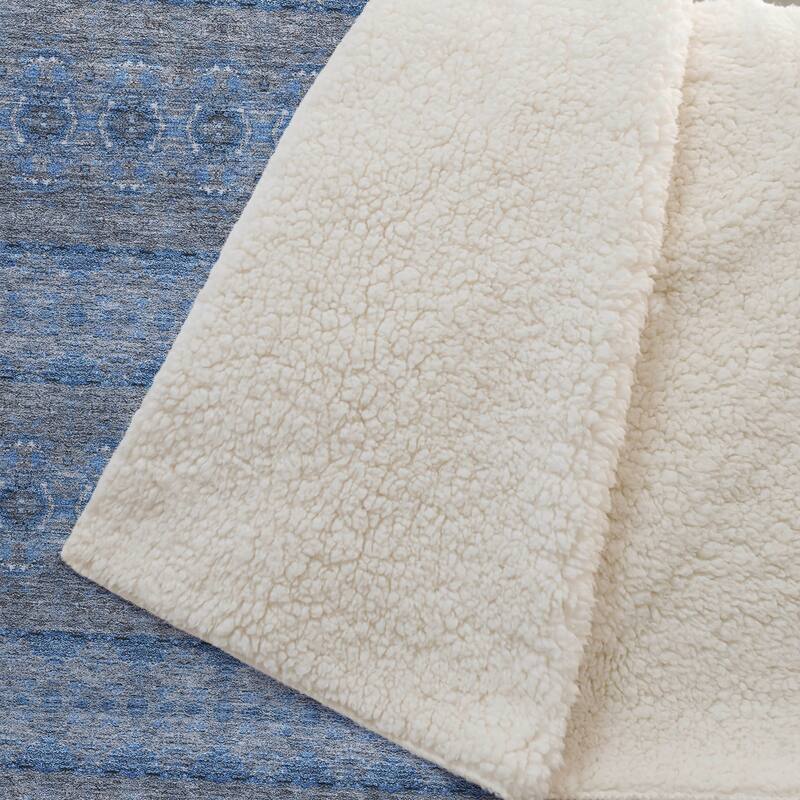 Premium Machine Washable Boho Stripes Sherpa Throw Blanket