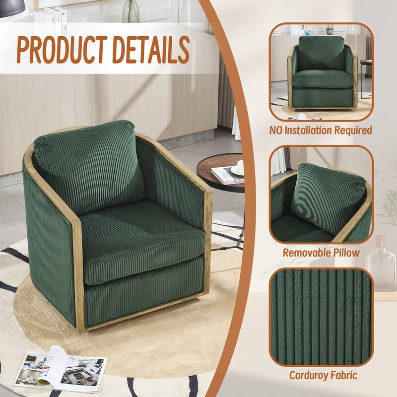 Accent Chair Sofa Chair with High-Density Foam and Curved Back, Degree Swivel Barrel Club Chair Lounge Chair