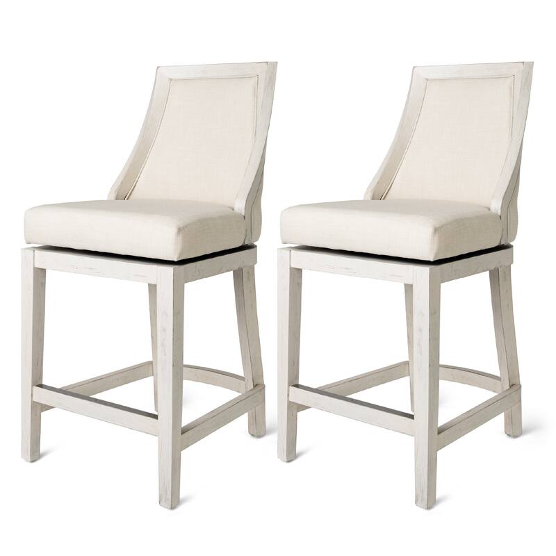 Maven Lane Vienna Swivel Kitchen Stool - Set of 2 - White Oak - Counter Height