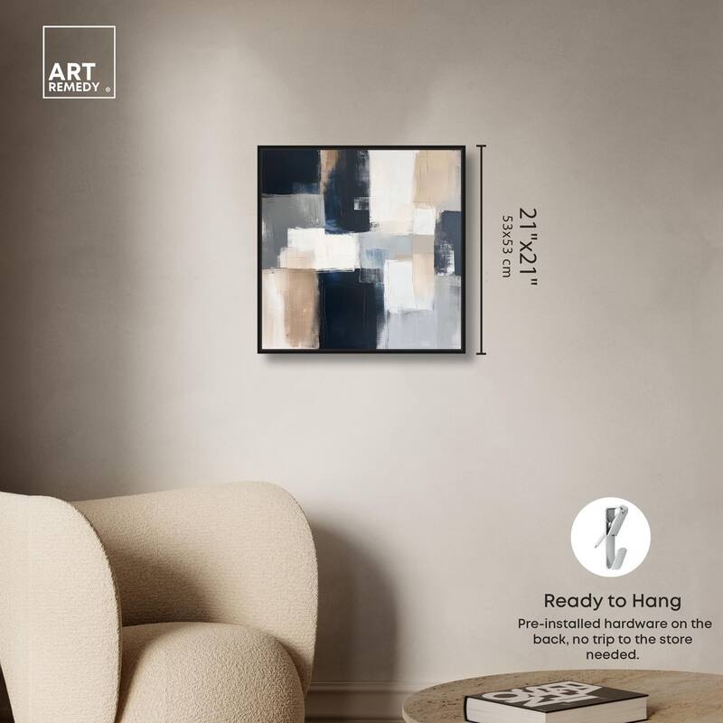 Blue and Tan Abstraction I Canvas by Art Remedy
