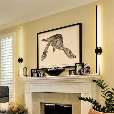 Black Wall Lights Dimmable Plug in Wall Sconce Set of 2