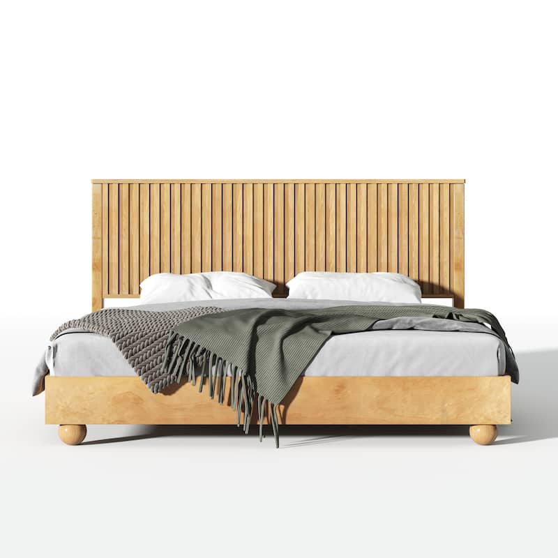 Christopher Knight Home - Anna Natural Wood Bed Frame With Reeded Headboard
