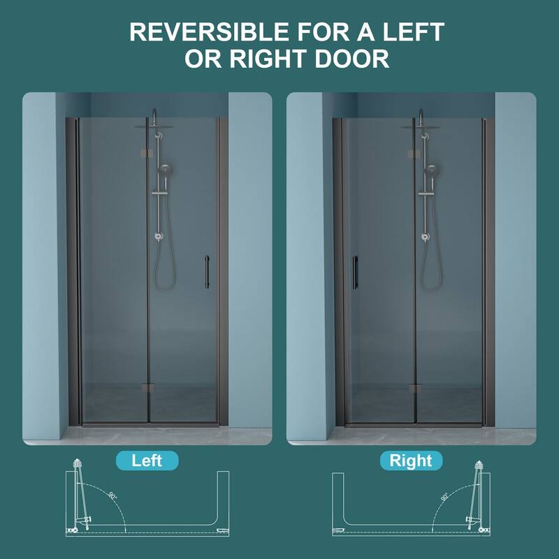 Bifold Semi-Frameless Shower Door in Black Finish