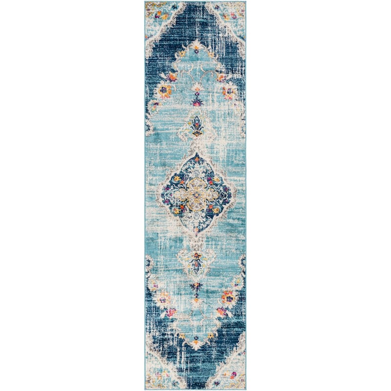 Livabliss Vintage Floransa Medallion Area Rug - 2'7" x 10' - Blue