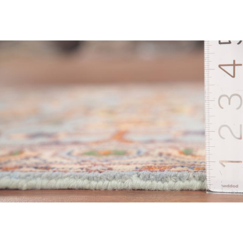Light Blue Heriz-Serapi Accent Rug Hand-Knotted Floral Wool Carpet - 2'11"x 5'1"