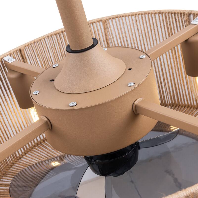 Contemporary 4-Light Silver Enclosed Ceiling Fan with Unique Shade