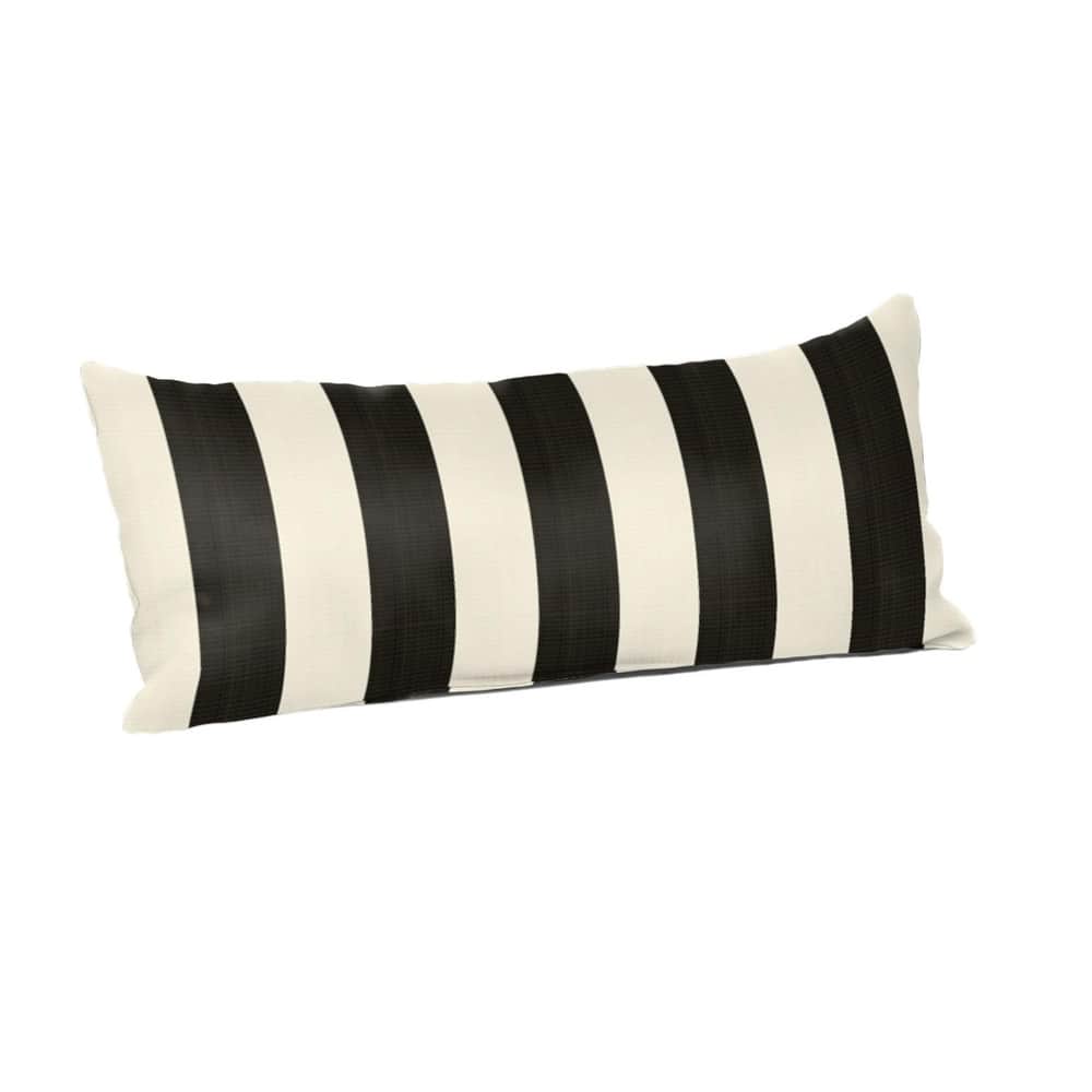 Sunbrella Stripe Fabric 1-Piece Indoor/Outdoor Lumbar Pillow, 22"W x 9"L, Maxim Classic - 22"W x 9"L