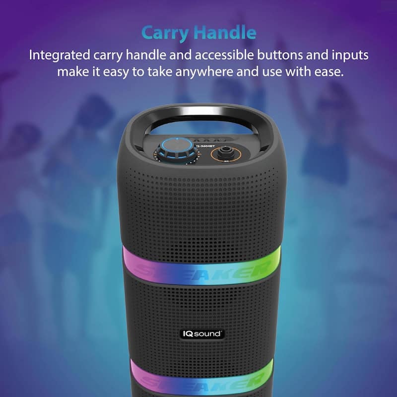 IQ Sound 2 x 4-Inch Portable Bluetooth TWS LED Speaker