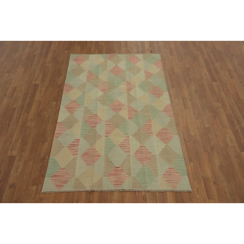 Hand Woven Southwestern Wool Multi-Colored Geometric Area Rug - 6' 4'' X 4' 0''