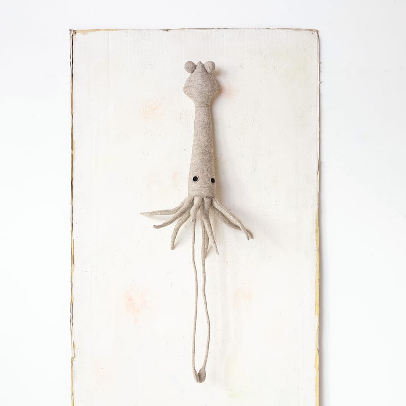 Handmade Wool Felt Head Wall Hanging - Squid