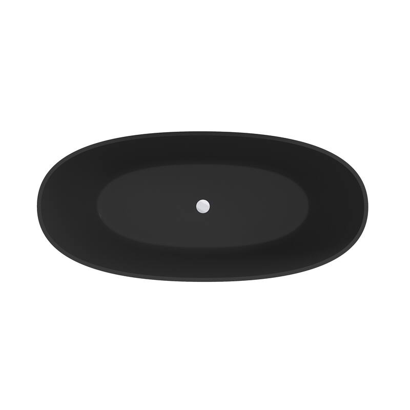 65" Solid Surface Freestanding Bathtub in Matte Black/Grey - 65 inches