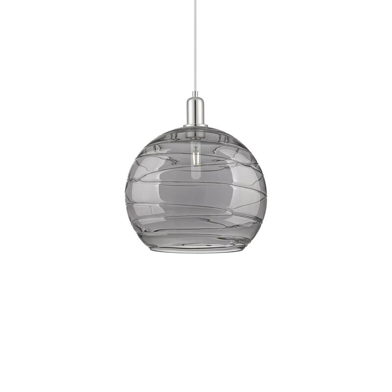 Innovations Lighting 716-1P-16-14 Athens Deco Swirl Pendant Athens - Polished Nickel / Light Smoke Deco Swirl