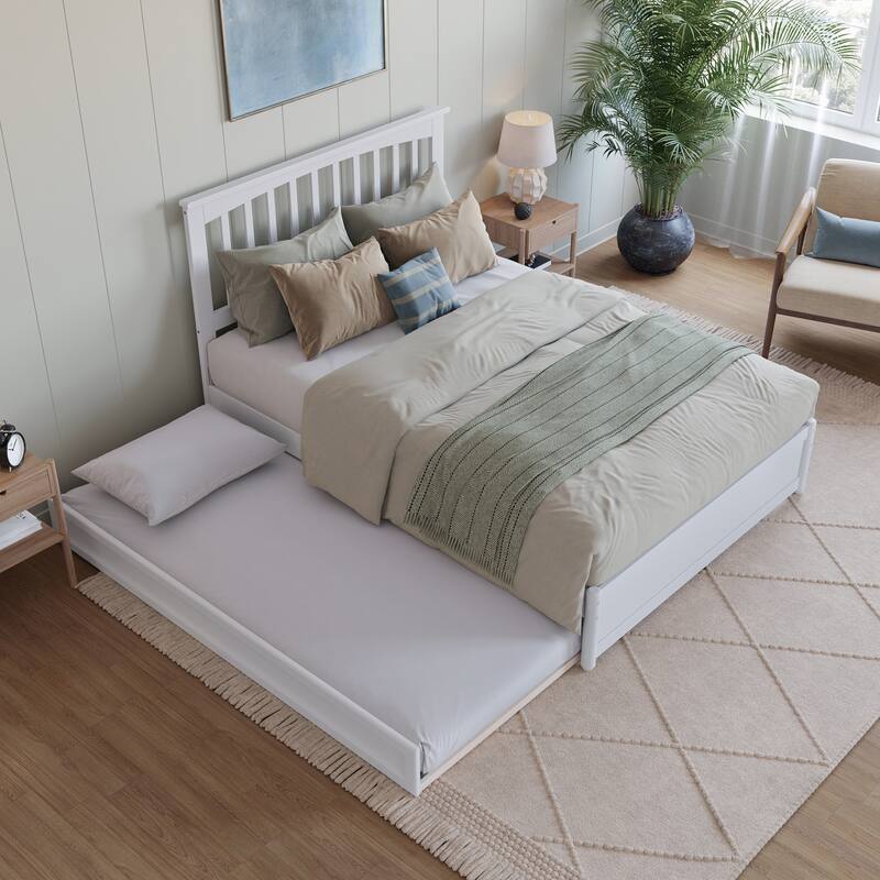 Everett Platform Bed with Panel Footboard and Twin Trundle