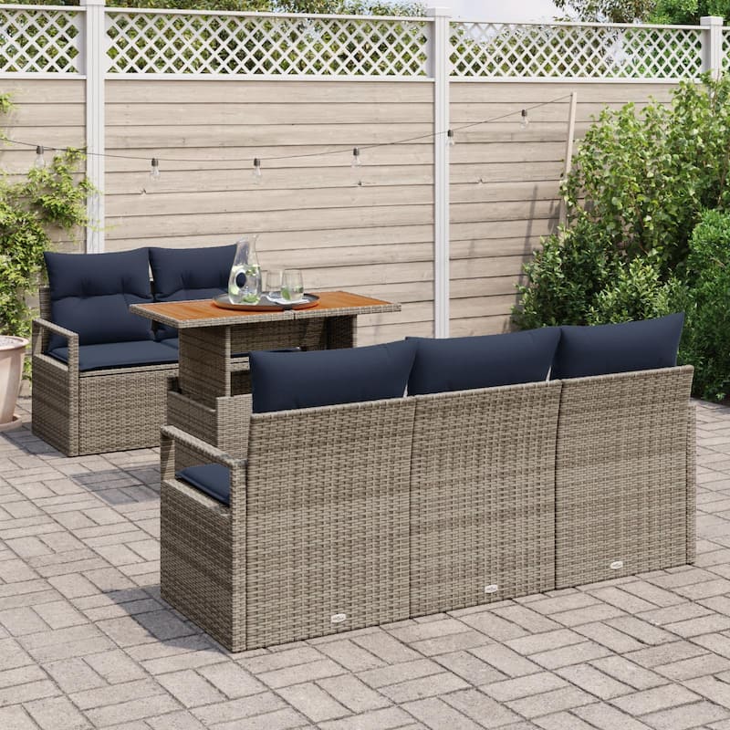 vidaXL 6 Piece Garden Sofa Set with Cushions - 68.9×24.4×27.2