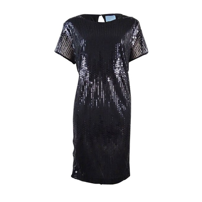 black sequin shirt dress