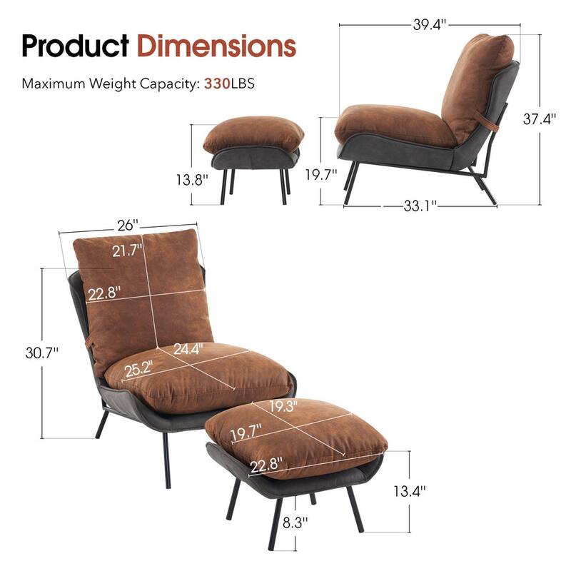 MCombo Accent Chair with Ottoman, Leathaire Fabric LW951